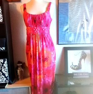 Bisou Bisou pink purple orange red Maxi dress